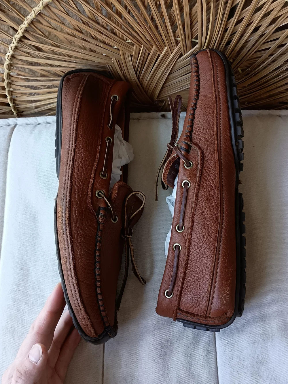 Minnetonka Men's Chestnut Brown Leather Boat Loafer Driving Shoes_11